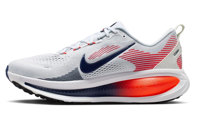 Nike Vomero 18 Women's Running Shoes – White / Navy / Red-Orange