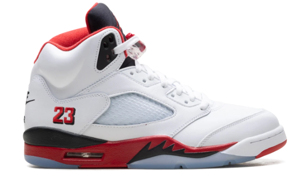 Air Jordan 5 'Fire Red – Black Tongue' (2025) – White / Red / Black