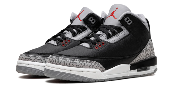 Air Jordan 3 Retro GS 'Black Cement' – Black / Grey / Red