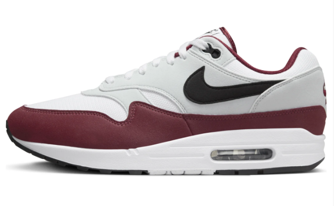 Nike Air Max 1 “Dark Team Red” – White / Grey / Burgundy / Black