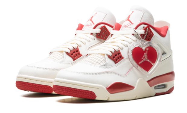 Air Jordan 4 Retro W 'Valentine’s Day – Lover Letter' – Pale Ivory / Red